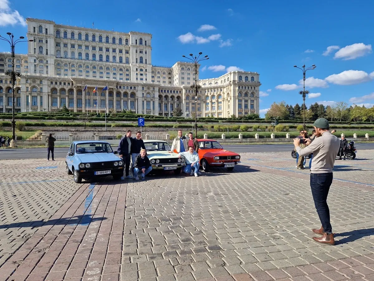 Communist Cars in Bucharest by Parliament